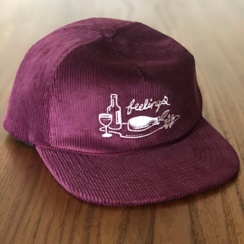 FEELINGS Burgundy Corduroy Cap with Embroidery